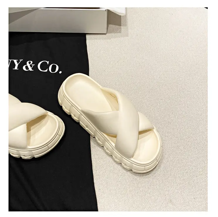 Thick-soled slippers women's Korean-style Instagram-style flat cross-strap indoor fashionable EVA soft-soled casual sandals and slippers — feature 32