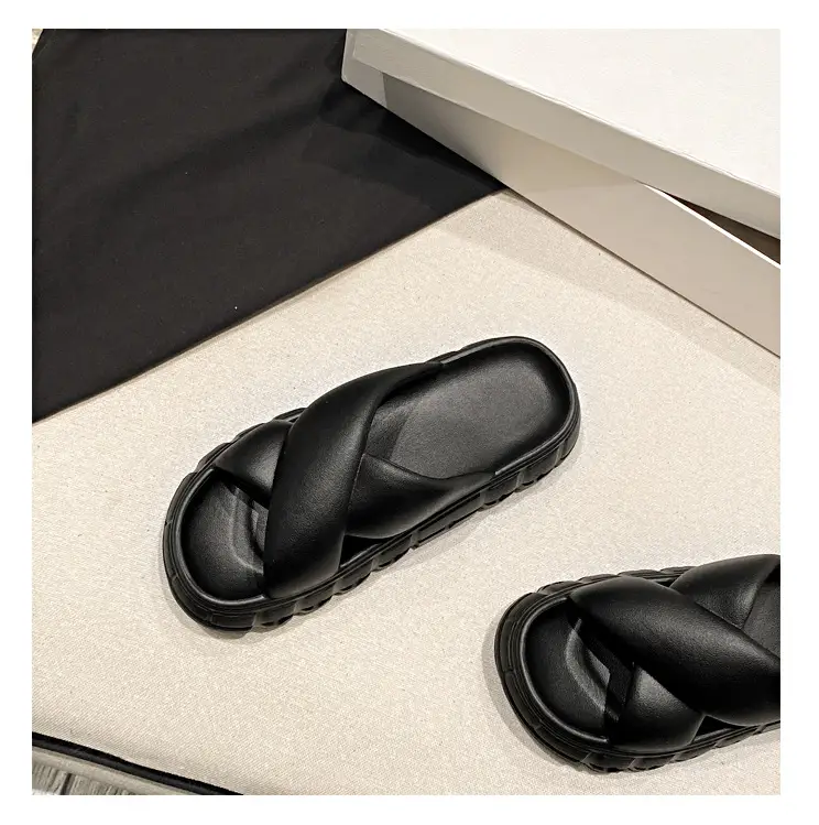 Thick-soled slippers women's Korean-style Instagram-style flat cross-strap indoor fashionable EVA soft-soled casual sandals and slippers — feature 39
