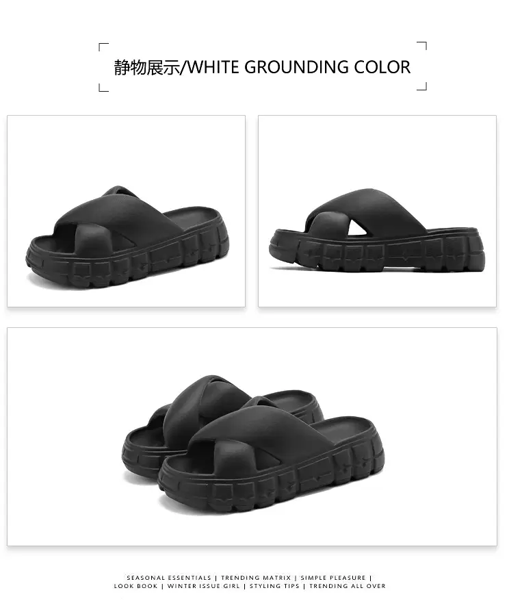 Thick-soled slippers women's Korean-style Instagram-style flat cross-strap indoor fashionable EVA soft-soled casual sandals and slippers — feature 40