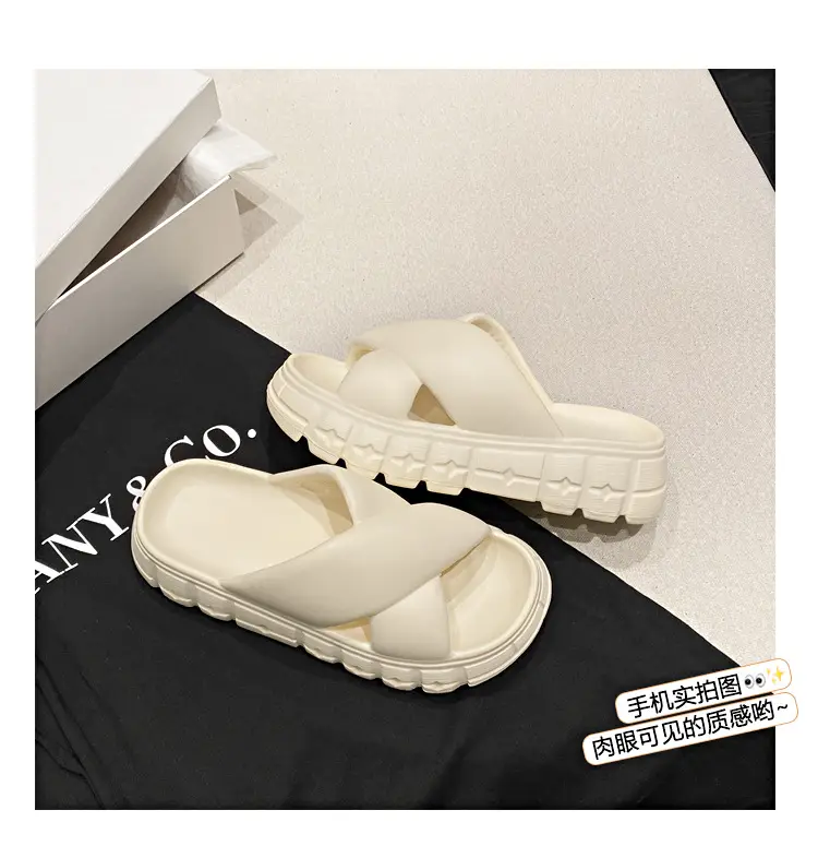 Thick-soled slippers women's Korean-style Instagram-style flat cross-strap indoor fashionable EVA soft-soled casual sandals and slippers — feature 7