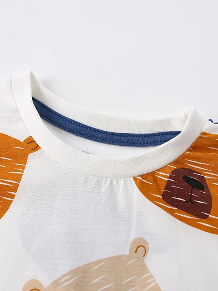 Mawlee Boys T-Shirt White Blue Print Round Neck Long Sleeve - Image 4