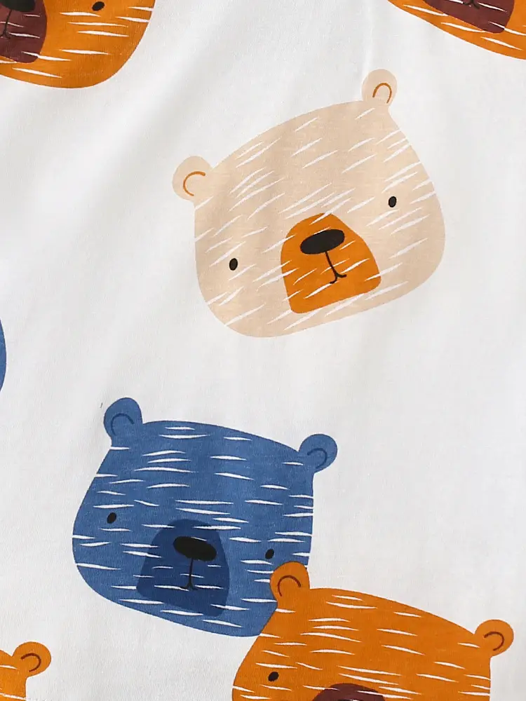 Mawlee Boys T-Shirt White Blue Print Round Neck Long Sleeve - Image 5