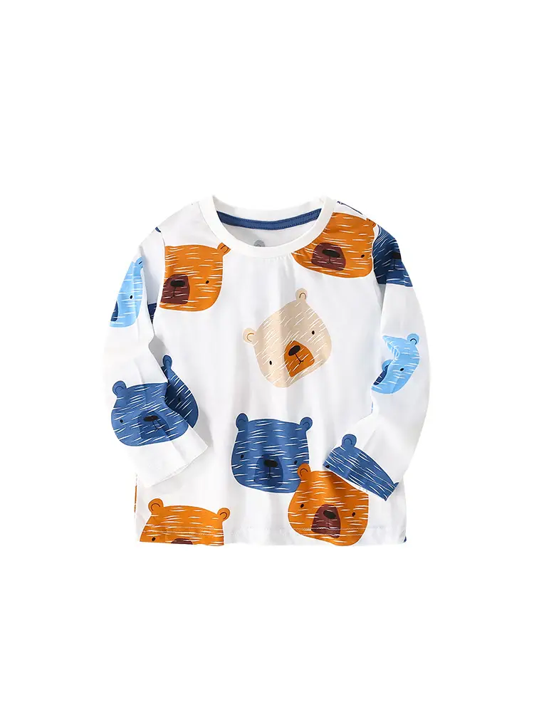 Mawlee Boys T-Shirt White Blue Print Round Neck Long Sleeve - Image 7