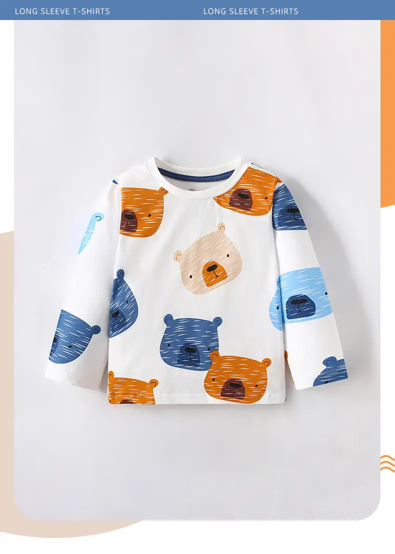Mawlee Boys T-Shirt White Blue Print Round Neck Long Sleeve — feature 2