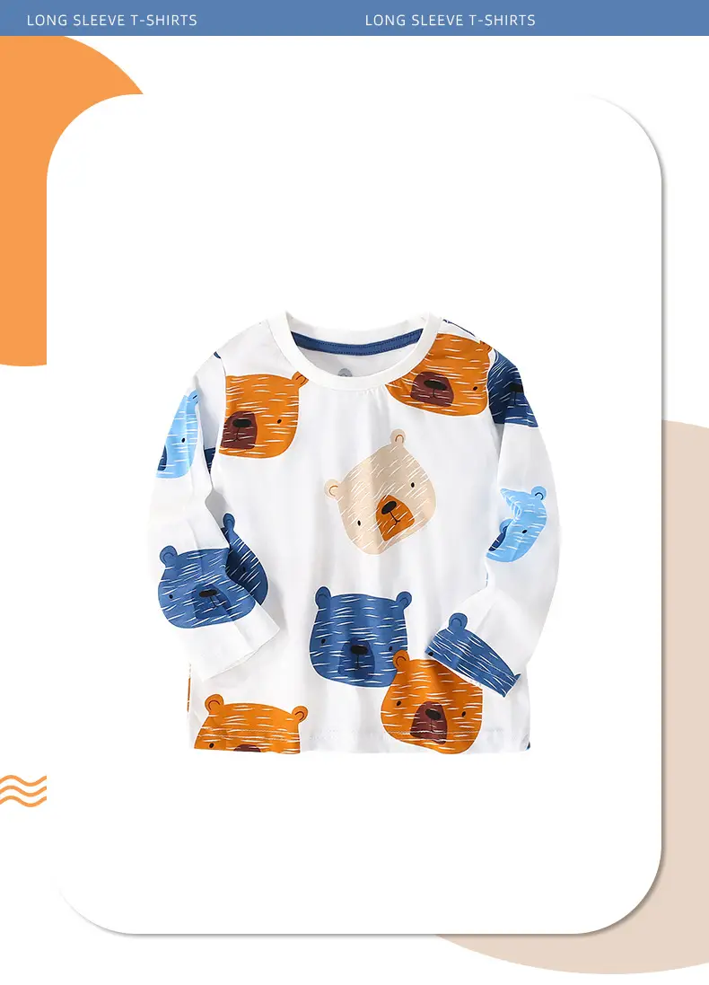 Mawlee Boys T-Shirt White Blue Print Round Neck Long Sleeve — feature 9
