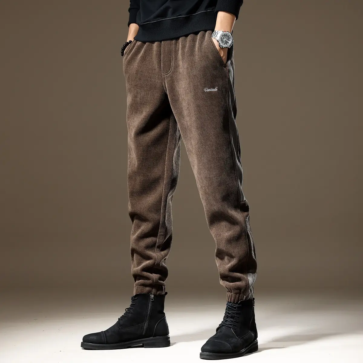 Men's American Corduroy Slim Fit Pants Brown