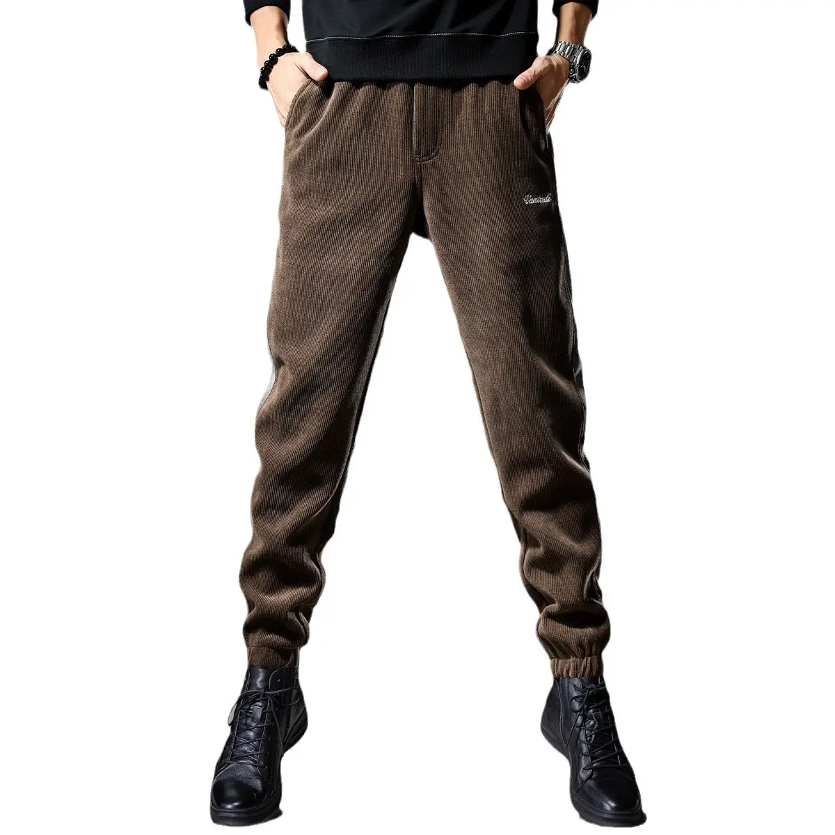 Men's American Corduroy Slim Fit Pants Brown