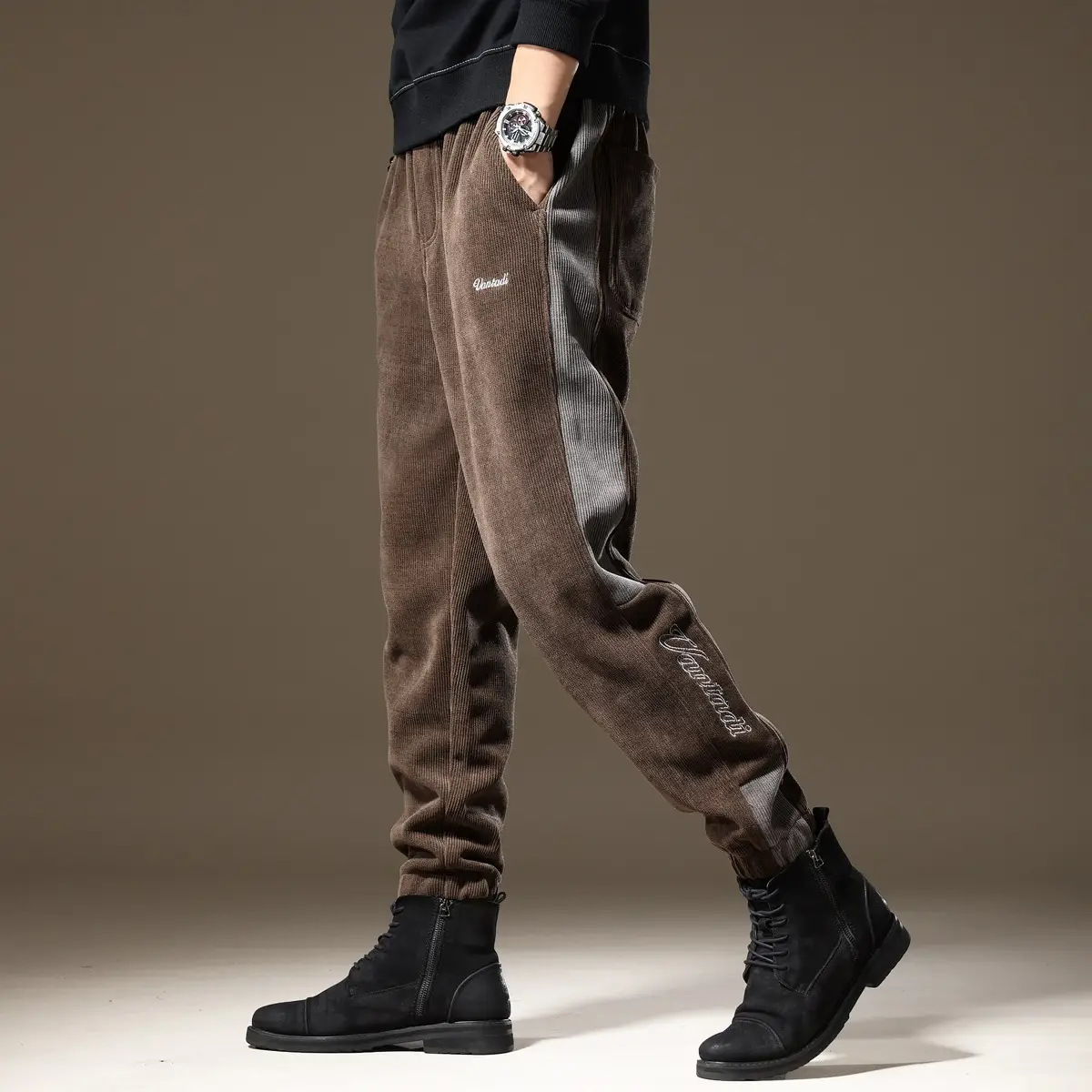 Men's American Corduroy Slim Fit Pants Brown