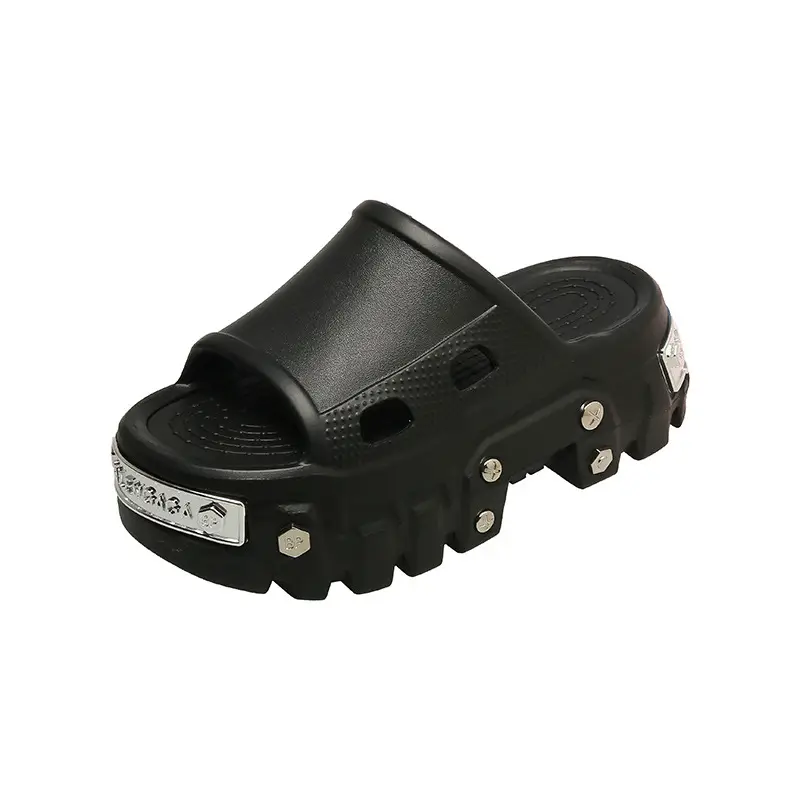 Punk style rivet hole shoes women's summer outdoor wear small height platform Paris eva non-slip deodorant sandals