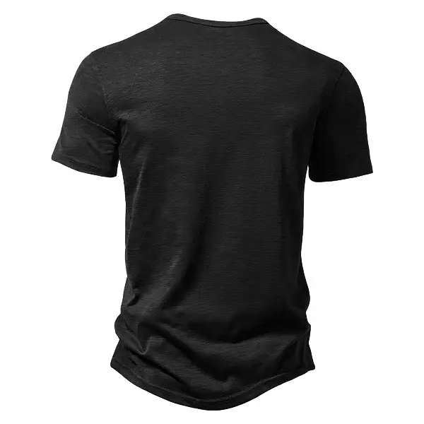Men's Blue Bamboo Henley T-Shirt Short Sleeve — feature 13