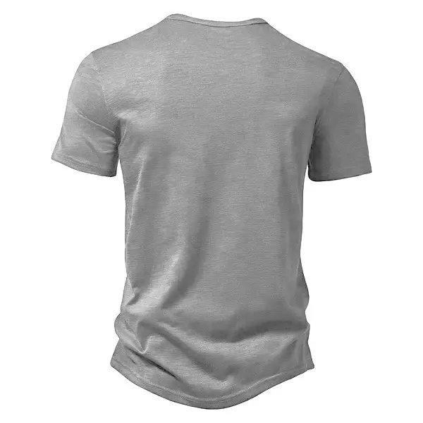 Men's Blue Bamboo Henley T-Shirt Short Sleeve — feature 20