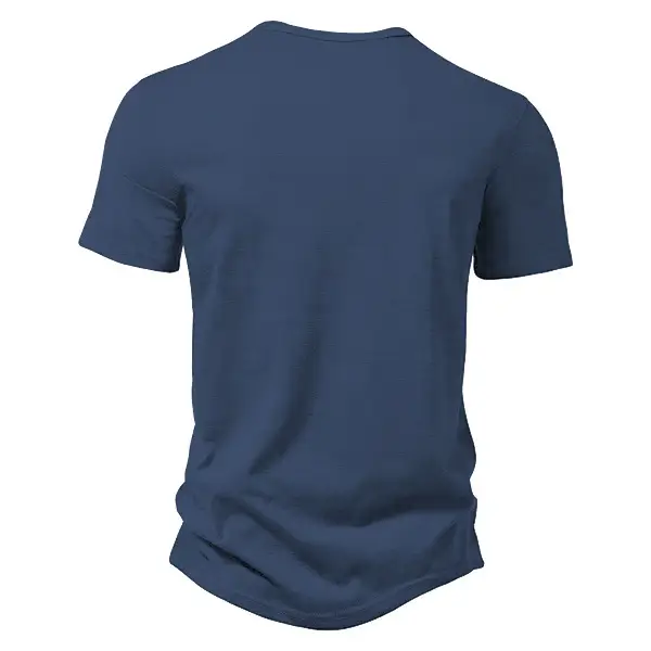 Men's Blue Bamboo Henley T-Shirt Short Sleeve — feature 36