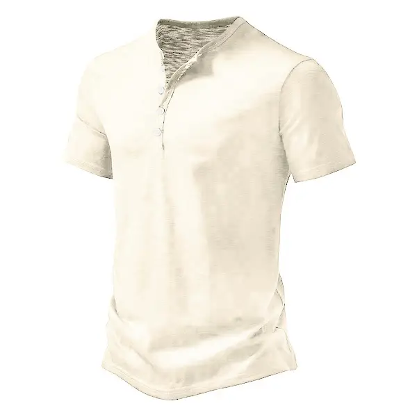 Men's Blue Bamboo Henley T-Shirt Short Sleeve — feature 42