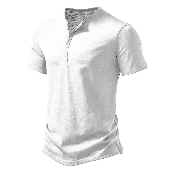 Men's Blue Bamboo Henley T-Shirt Short Sleeve — feature 6