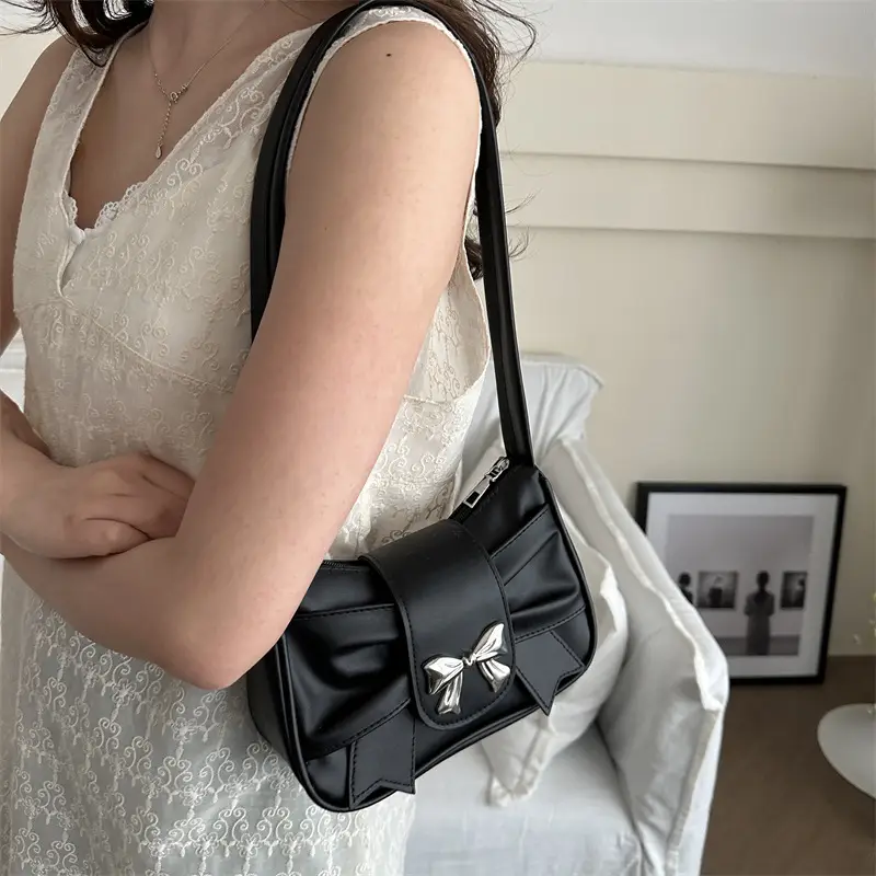 White Bow Underarm Bag for Women Summer 2024 - Image 9