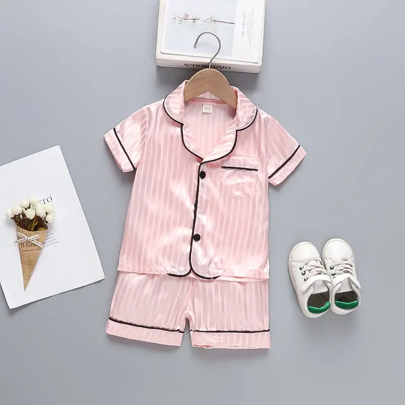 Pink Striped Baby Pajamas Set with Shoes - Image 3