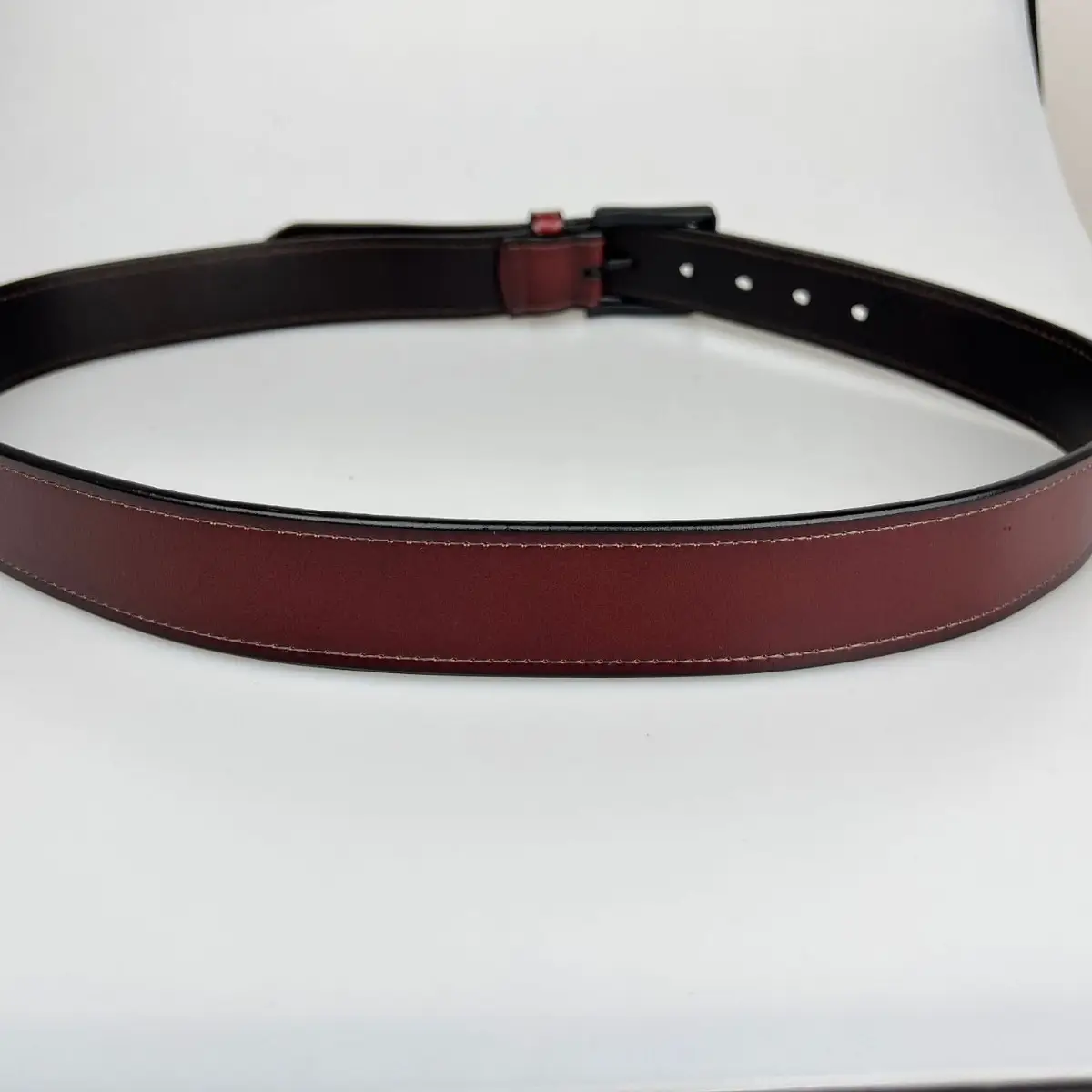 Men's Brown Leather Belt with Black Buckle