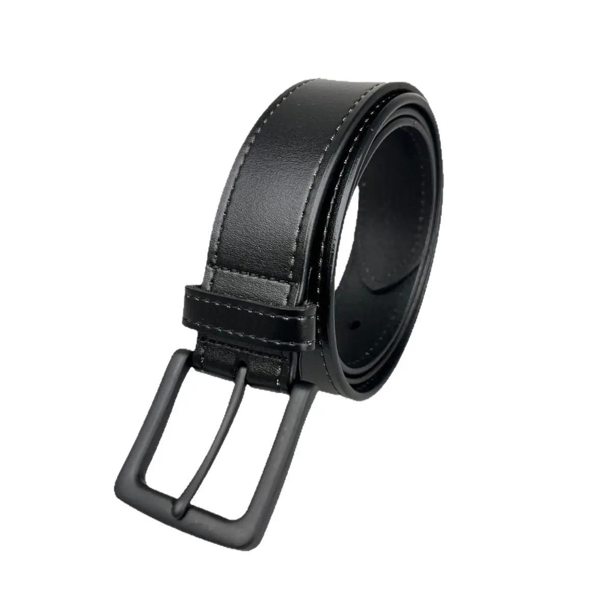 Men's Brown Leather Belt with Black Buckle