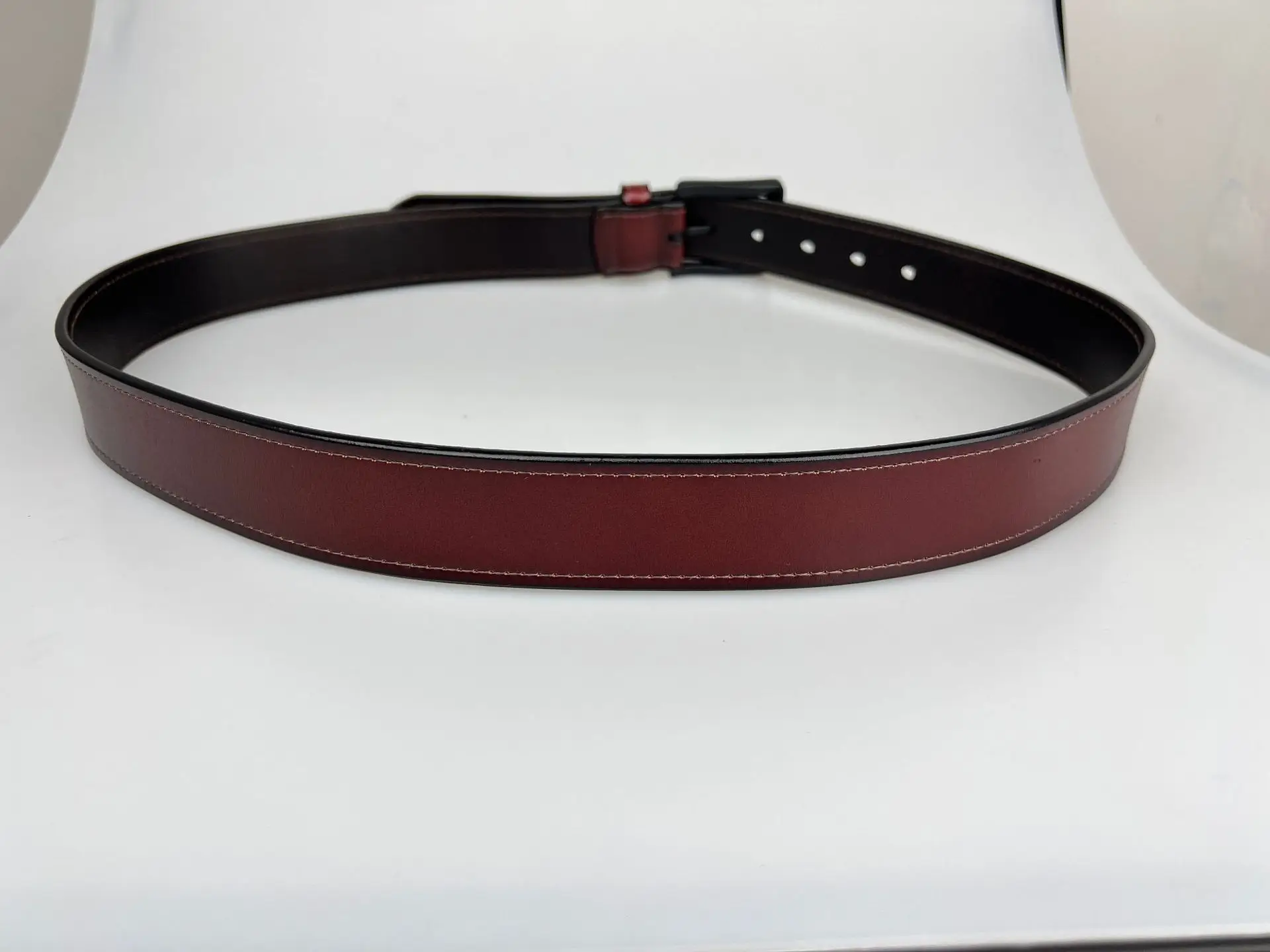 Men's Brown Leather Belt with Black Buckle — feature 7