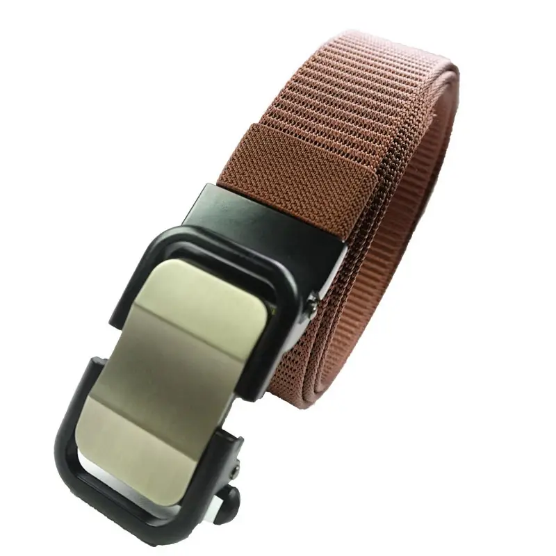 Men's Tactical Brown Nylon Belt with Automatic Buckle - Image 4
