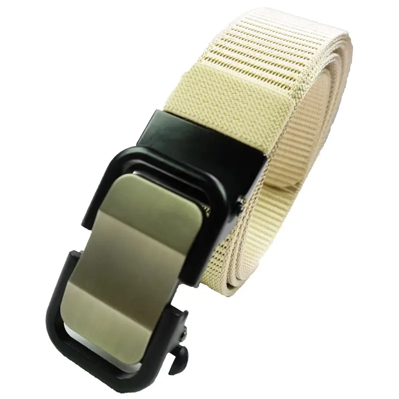 Men's Tactical Brown Nylon Belt with Automatic Buckle - Image 2