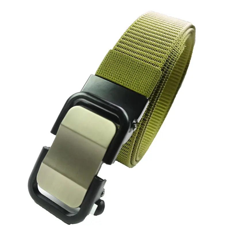 Men's Tactical Brown Nylon Belt with Automatic Buckle - Image 3