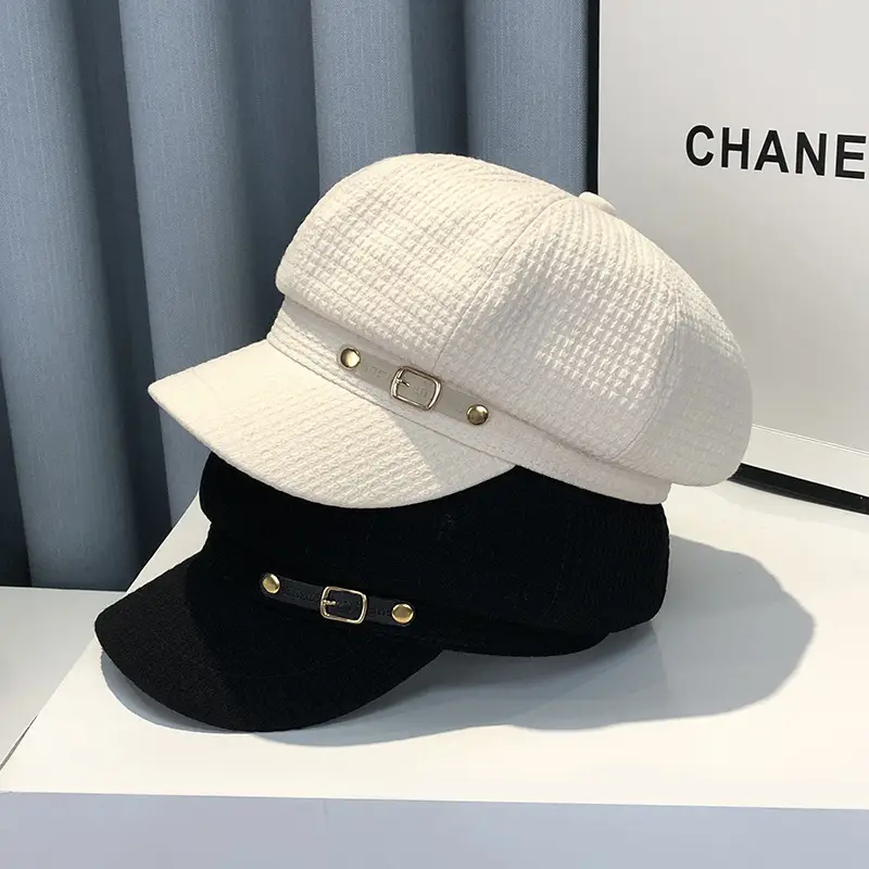 Women's Brown Waffle Cap with Brand Logo — feature 14