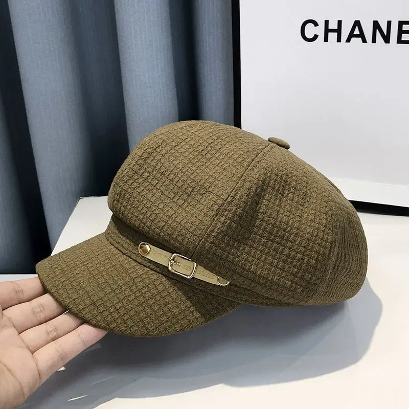 Women's Brown Waffle Cap with Brand Logo — feature 18
