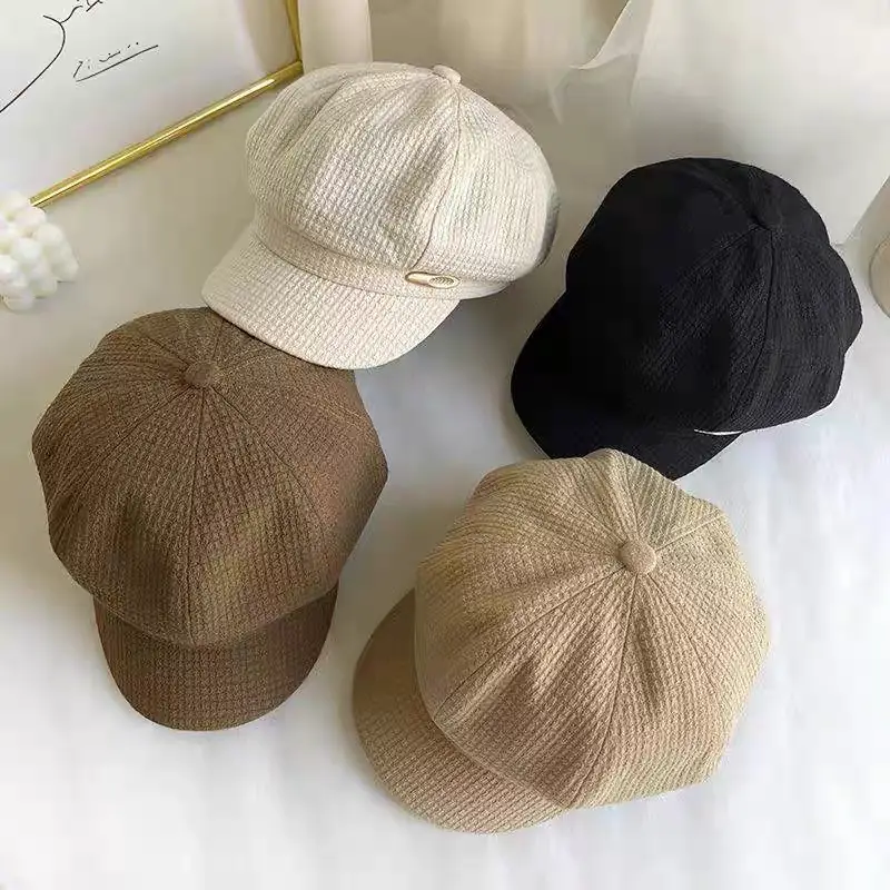 Women's Brown Waffle Cap with Brand Logo — feature 3