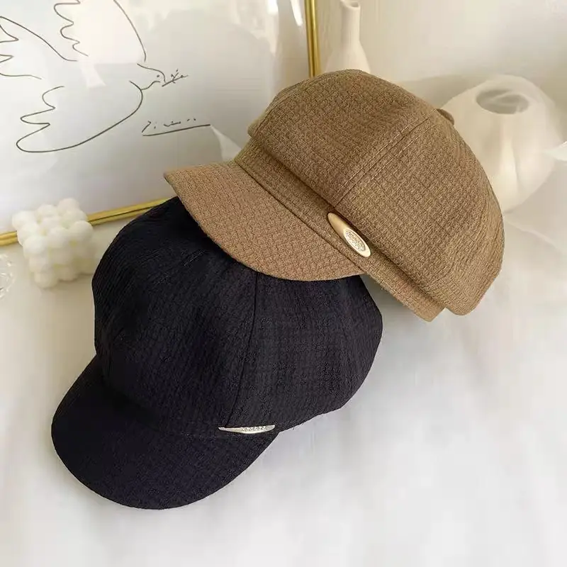 Women's Brown Waffle Cap with Brand Logo — feature 5
