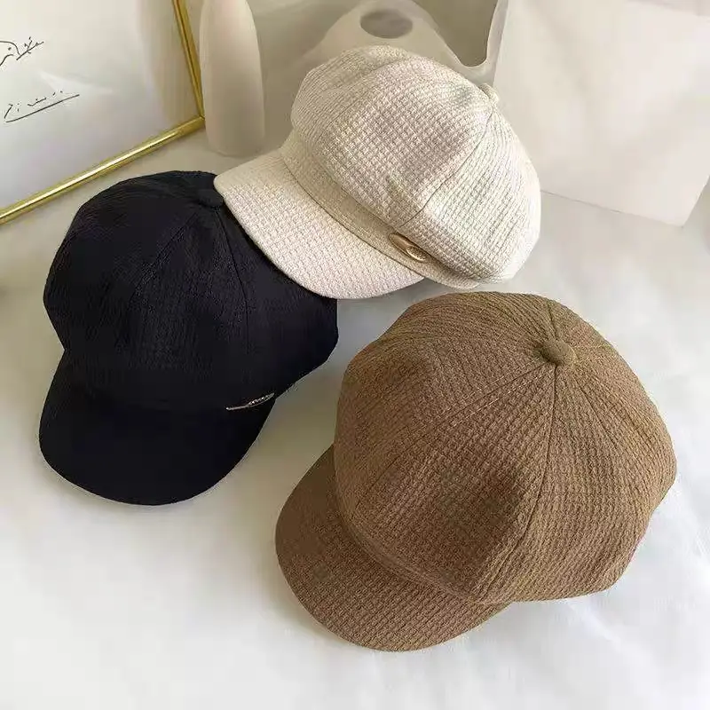 Women's Brown Waffle Cap with Brand Logo — feature 7