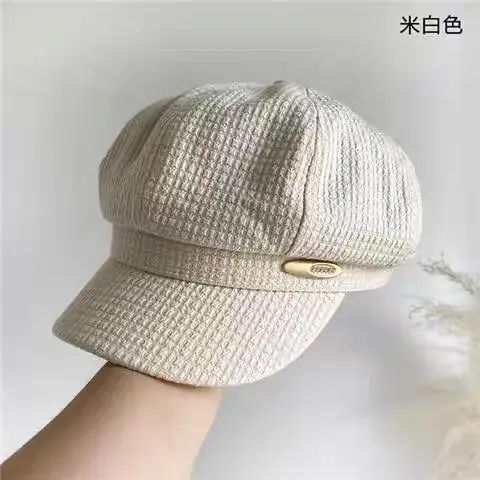 Women's Brown Waffle Cap with Brand Logo - Image 2