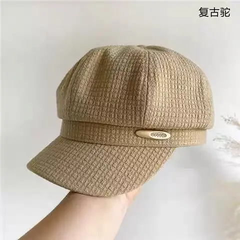 Women's Brown Waffle Cap with Brand Logo - Image 3