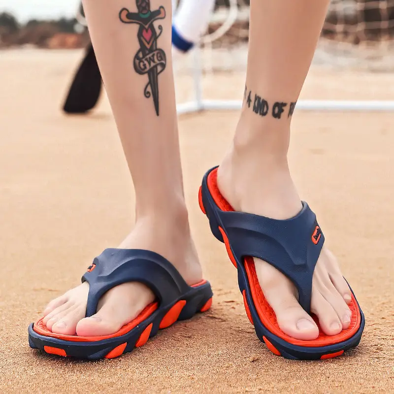 Men's Blue Orange Beach Flip-Flops 2024