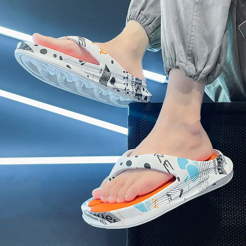 Men's Blue Orange Beach Flip-Flops 2024
