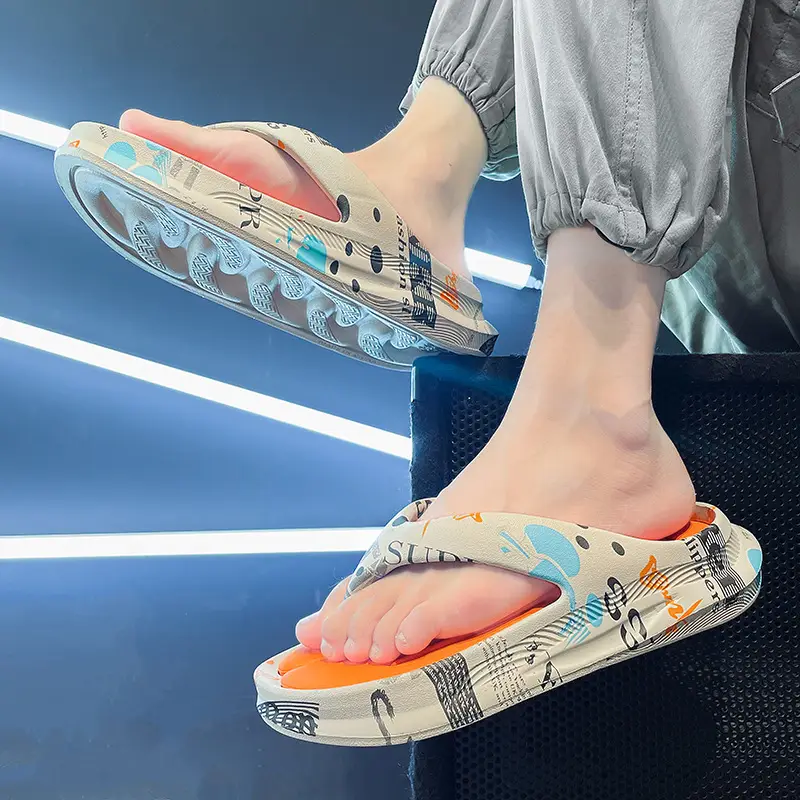 Men's Blue Orange Beach Flip-Flops 2024