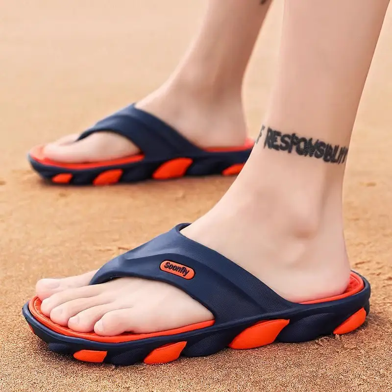 Men's Blue Orange Beach Flip-Flops 2024