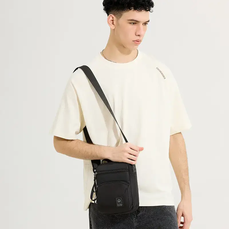 Men's Black Blue Crossbody Backpack with Adjustable Strap - Image 6