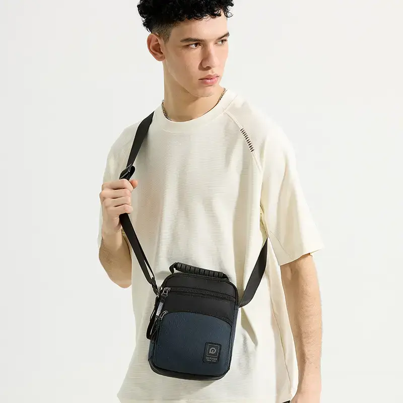Men's Black Blue Crossbody Backpack with Adjustable Strap - Image 7