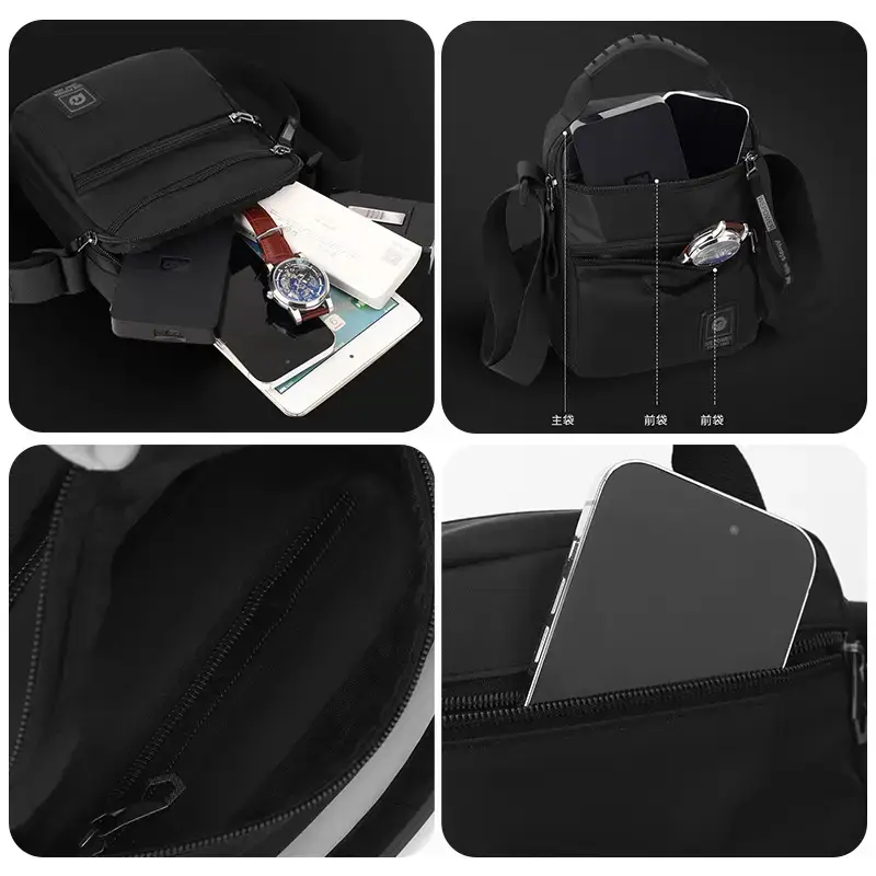 Men's Black Blue Crossbody Backpack with Adjustable Strap - Image 8