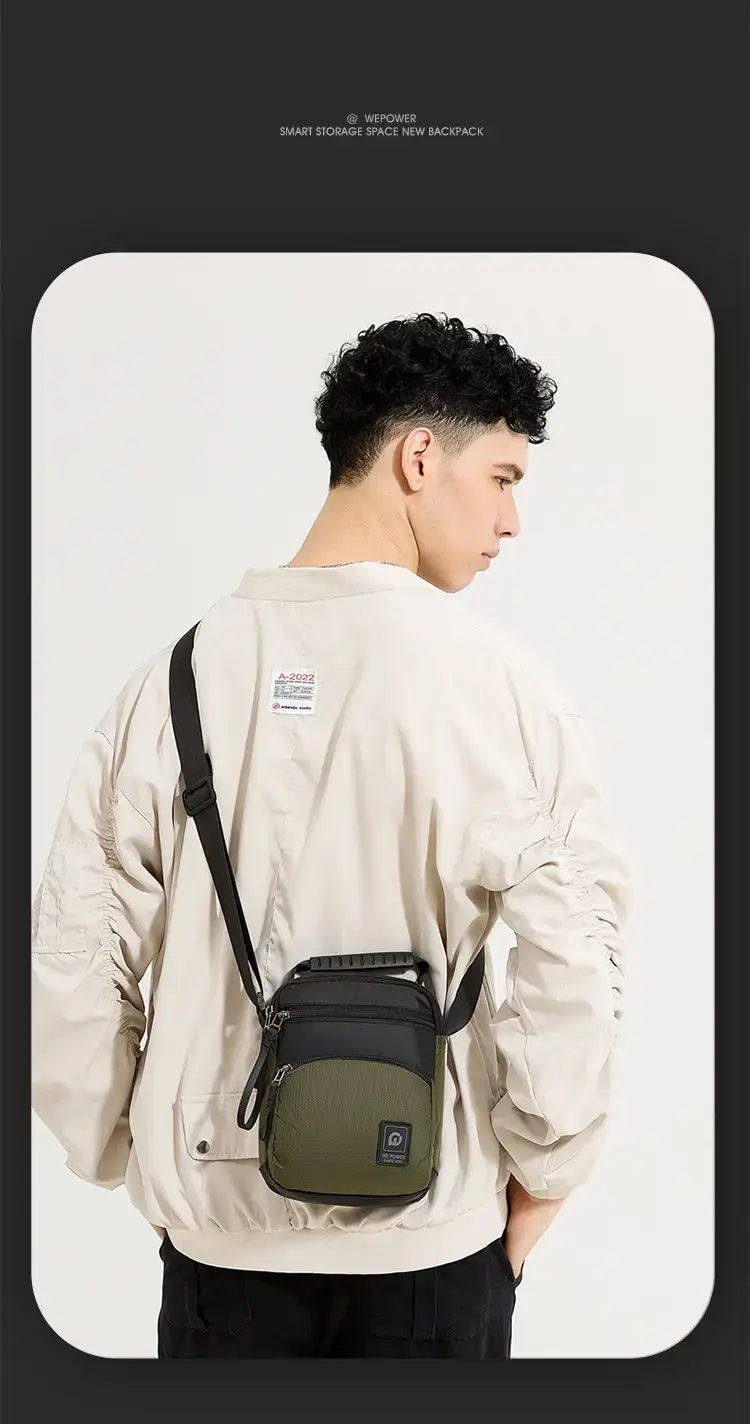 Men's Black Blue Crossbody Backpack with Adjustable Strap — feature 11