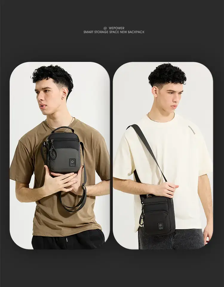 Men's Black Blue Crossbody Backpack with Adjustable Strap — feature 12