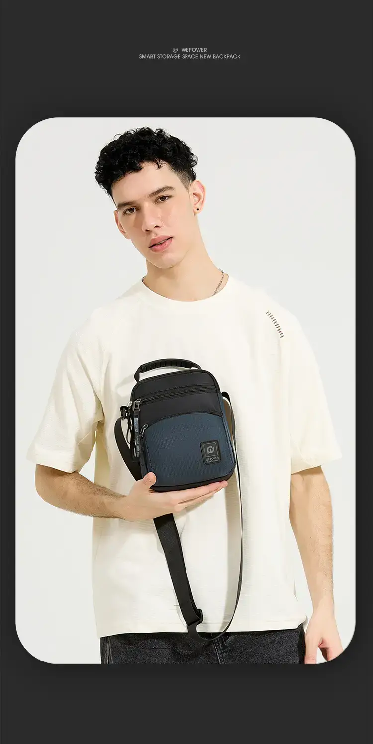 Men's Black Blue Crossbody Backpack with Adjustable Strap — feature 18