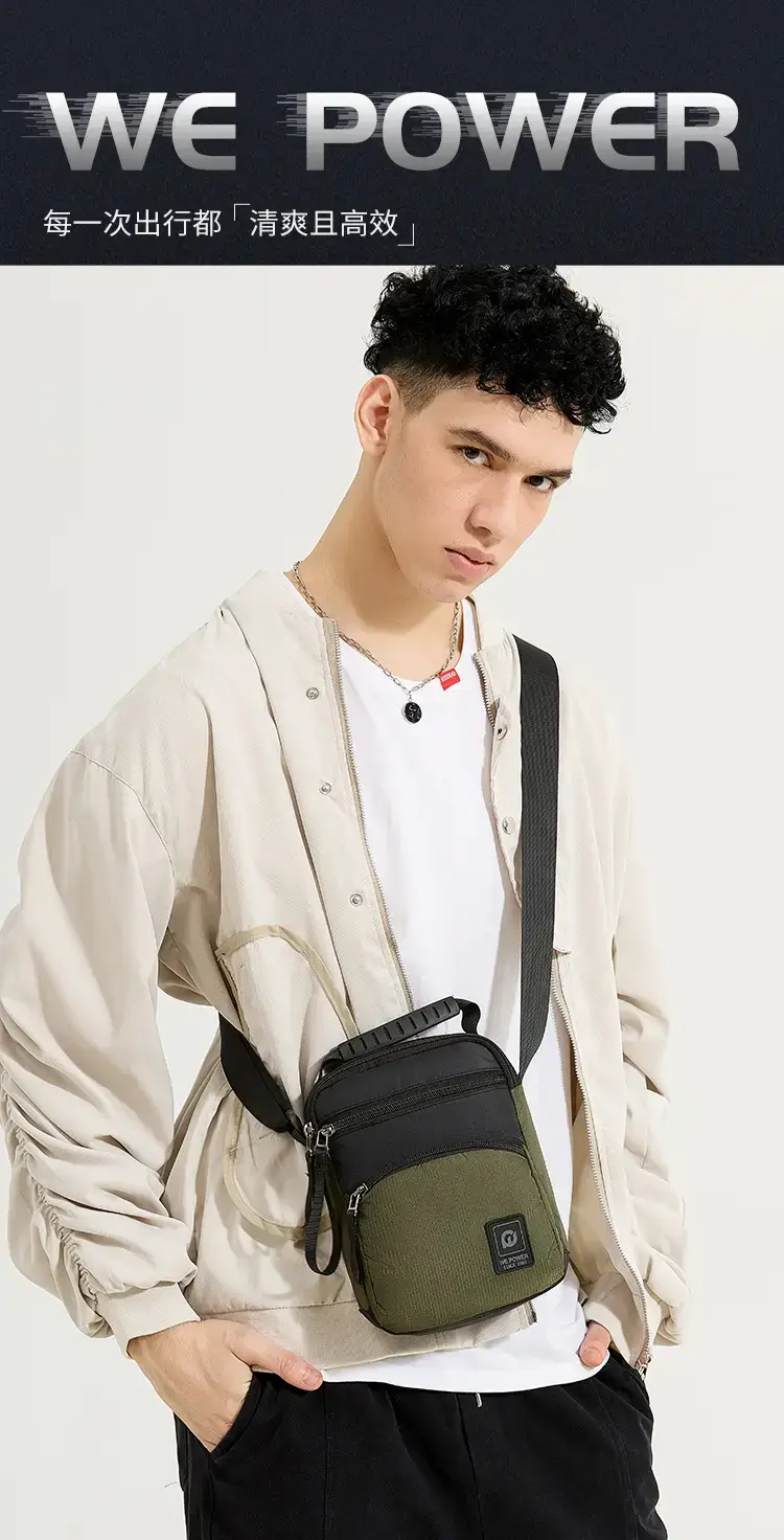 Men's Black Blue Crossbody Backpack with Adjustable Strap — feature 2