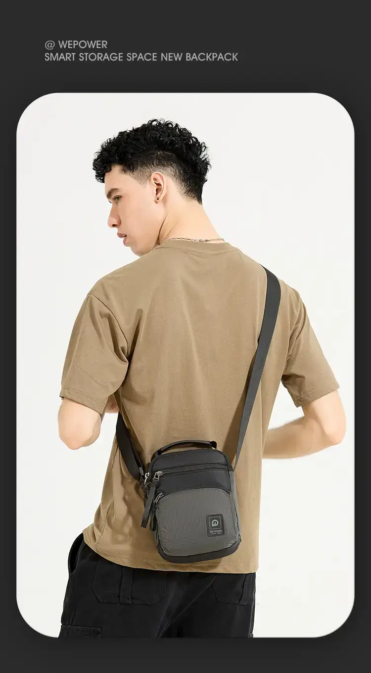 Men's Black Blue Crossbody Backpack with Adjustable Strap — feature 20