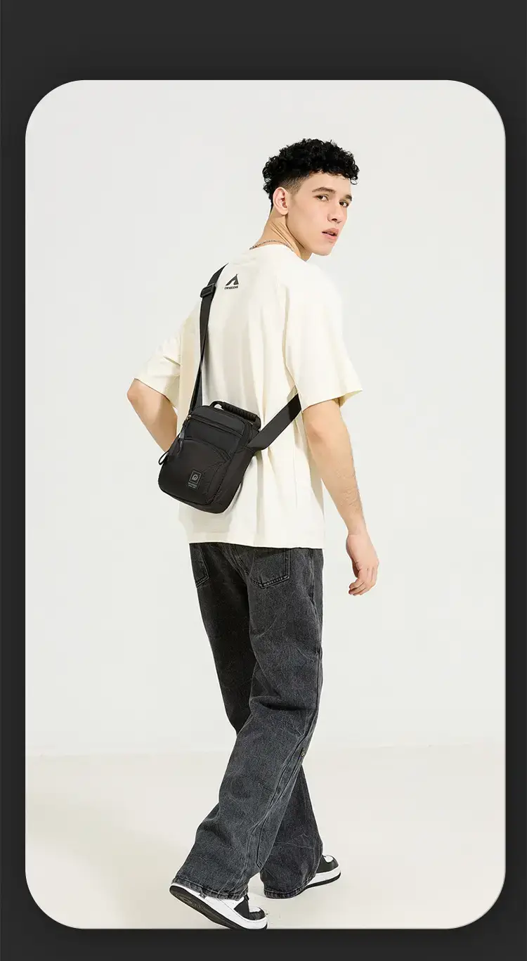 Men's Black Blue Crossbody Backpack with Adjustable Strap — feature 4