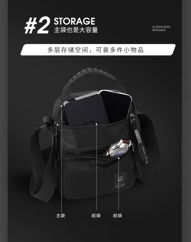 Men's Black Blue Crossbody Backpack with Adjustable Strap — feature 8