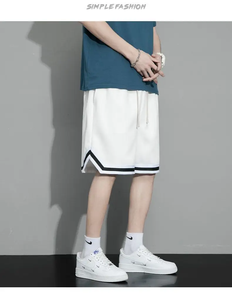 Men Ice Silk Mesh Shorts Basketball Training Plus Size — feature 9