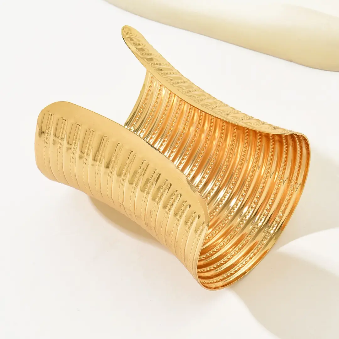 Cross-Border European and American Bridal Gold Bracelet Armband Metal Open Bracelet Wedding Jewelry Women's Hand Jewelry Geometric Bracelet
