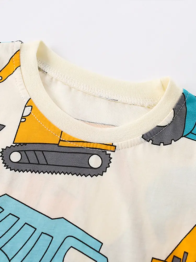 Malwee Boys Cotton T-Shirt Blue Tractor Print